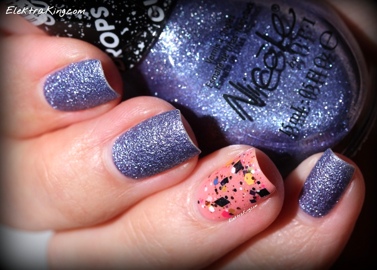 Nicole by OPI Blue-Berry Sweet On You with Lynnderella Feint of Heart accent nail