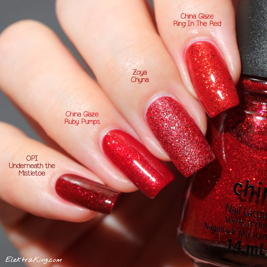 Holiday Red Glitter Polishes